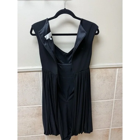 Badgley Mischka Black Cowl Neck Cocktail Dress Bubble Hem Sleeveless Size 0 - Picture 11 of 13